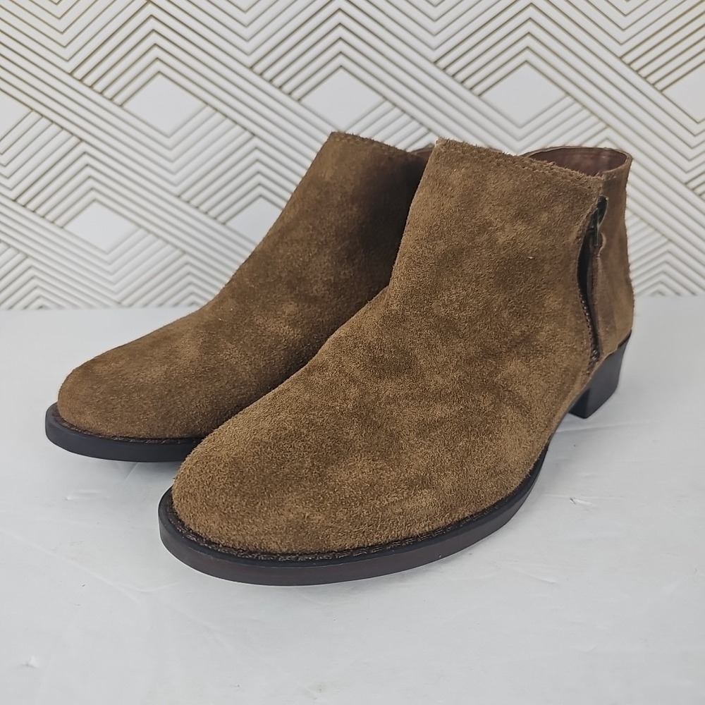 Polo Ralph Lauren Ankle Boots Girls Size 2 Brown Suede Zip 993631 Faye in Snuff